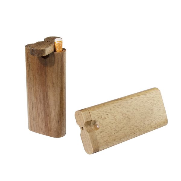 Piroga in legno fatta a mano gratuita con scavatrice in ceramica One Hitter Bat Filtri per sigarette Pipa per fumo Contenitore per tabacco Scatola per pipa in legno