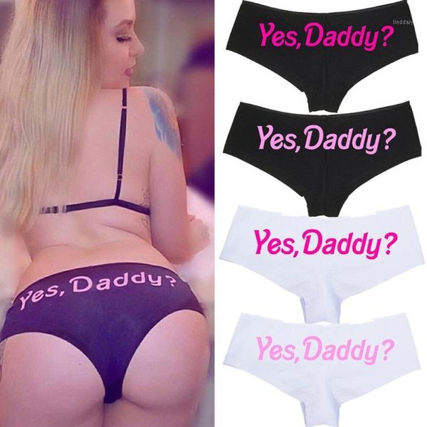 

women lingerie g-string briefs underwear panties t string thongs knickers yes daddy letters printing women panties1, Black;pink