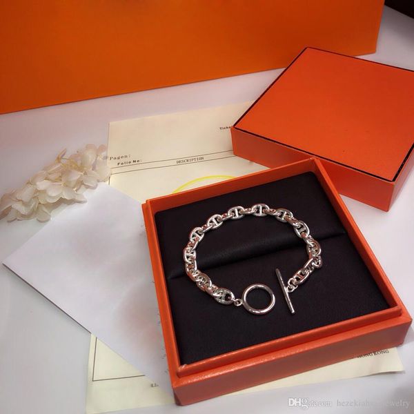 

brand for women letter round h lock jewelry s925 silver bangle france quality fashion superior quality luxurious bracelet, Black