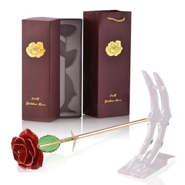 

decorative flowers & wreaths 24k gold dipped rose flower artificial eternal with stand forever love in box birthday valentine day gift for g