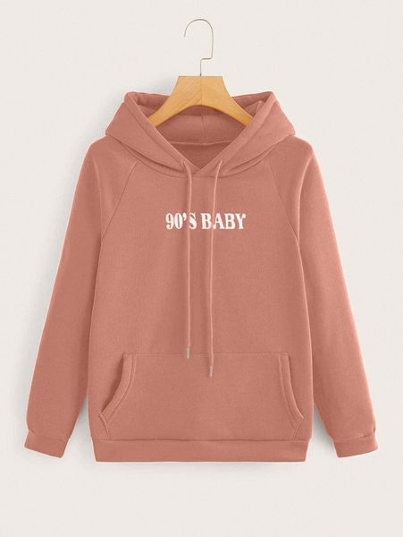 

letter graphic raglan sleeve drawstring hoodie 76pg#, White;black