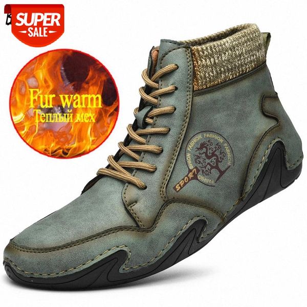 

new winter men's boots warm thick plush men's snow boots outdoor waterproof men western ankle suede men motorcycle #sp4n