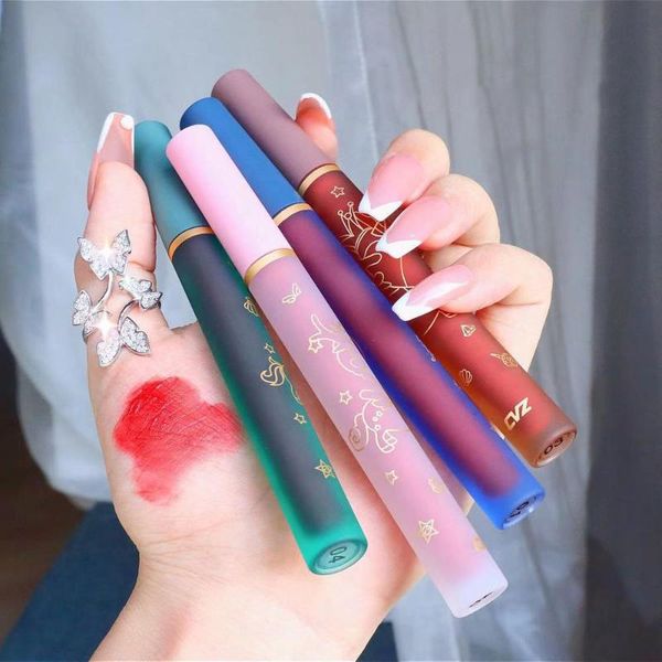 

cvz velvet matte lip glaze cute animal printing long lasting waterproof orange red nude brown lip gloss ac330