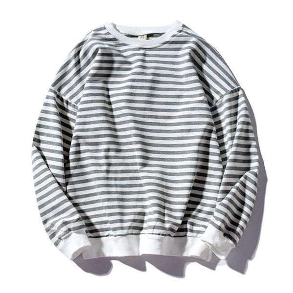 

fashion mens striped long sleeves loose oversized hip hop o-neck streetwear shirt sweater clothes for male outerwear outdoor, White;black