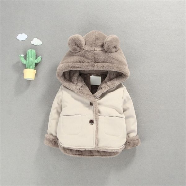 

olekid autumn winter fleece jacket cartoon hooded plus velvet infant boys coat newborn baby girls outerwear toddler parka y200901, Blue;gray