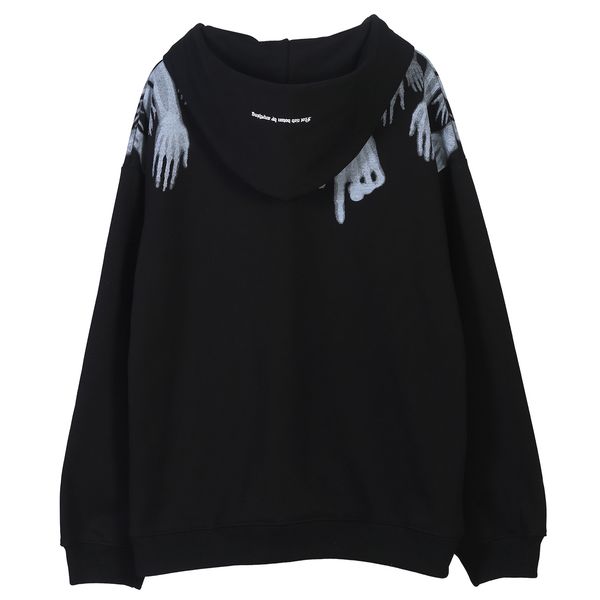 

2021 new eden in africa ghost finger printed cardigan men's harajuku casual knitting sweater cotton shirt street famous fashion hoodie, Black