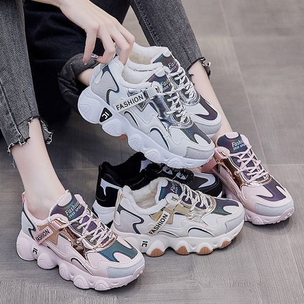 

2020 new style dada women's with plush thickening, autumn and warm keeping winter ermian shoes in fashion, Black