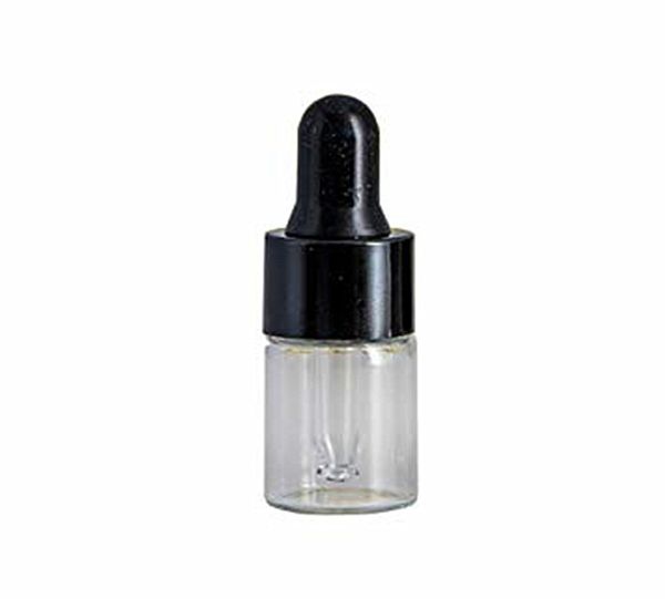 

dropper 1ml 2ml 3ml 5ml clear transparent tubular mini glass cosemtic serum bottle with black aluminum lid sample lab pharmaceutical small g