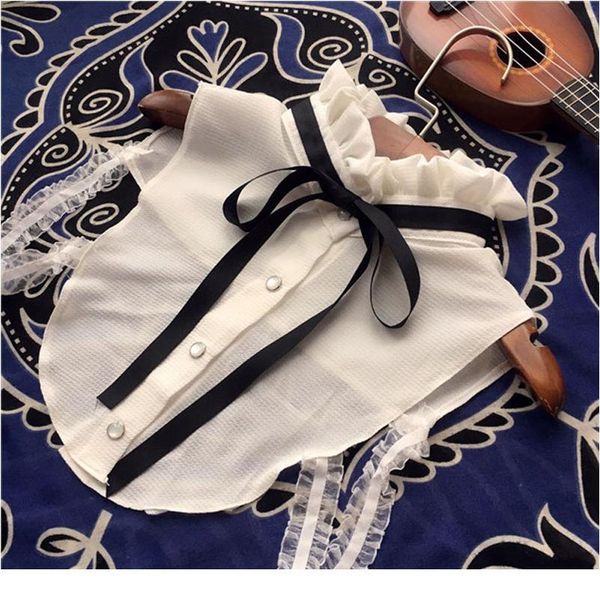 

white chiffon false collar shirts woman bow tie women fake collar detachable collars for women sweater nep kraagje ha jlldmm, Blue;red