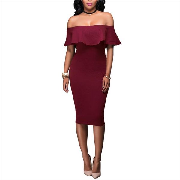 

summer dress party women off shoulder layered flounce ruffle midi bodycon dress vestido de mulher 2020, Black;gray