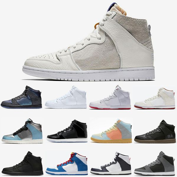 

mulder skateboard basketball shoes doraemon platform shadow obsidian triple black iridescent high dunk men women trainers sneakers 36-45, White;red