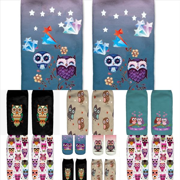 

8mlq5 match-up men's boot cotton funny socks crew dress socks business street sock owl combed color dots animal print, Black