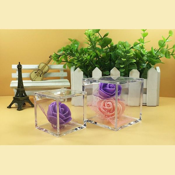 

12Pieces 6x6x6cm Square Plastic Candy Box Baby Birthday Baby Shower Personality Gift box Chocolate Sugar Containers Case Dec