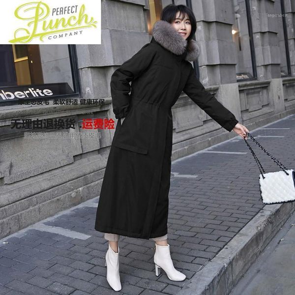 

parka winter long real jacket rex fur coat women abrigos mujer invierno 2021 yy9901, Black
