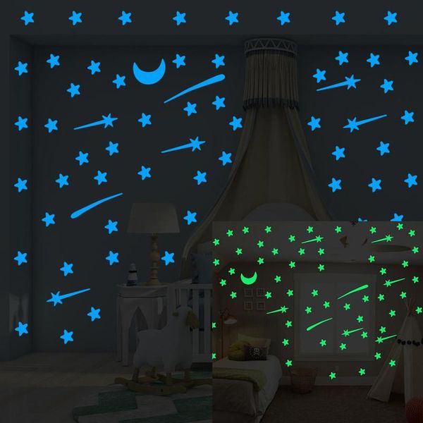 

103 шт. светодиодные звезды meteor meon mune наклейка на стену для детской комнаты гостиная спальня украшения наклейки наклейки в темноте 3d