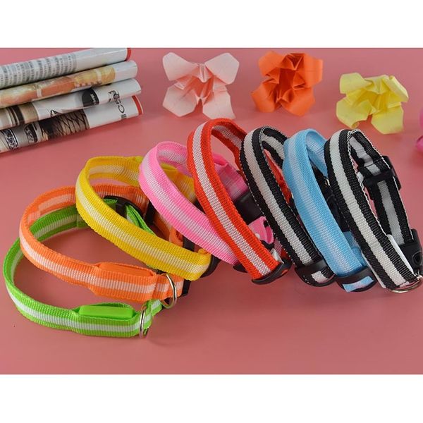 

8colors 4sizes night glow led light nylon small medium pet leash dog flashing safety collar