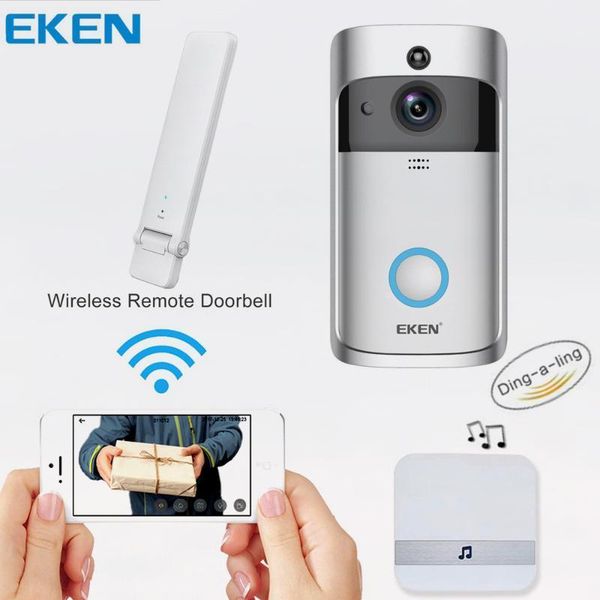 

eken v5 smart wifi video doorbell mobile phone call intercom with chime night vision ip door bell wireless home security camera1
