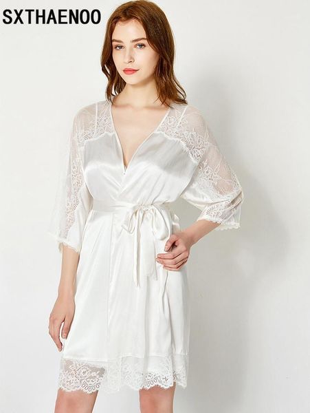 

sxthaenoo lace bride bathrobe morning dressing gowns nightgown female strap nightdress french robes elegant women lingerie1, Black;red