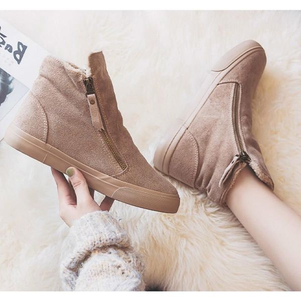 

2020 ankle boots for women winter snow boots fashion zip botas warm plush shoes ladies fur platform shoes black botas mujer