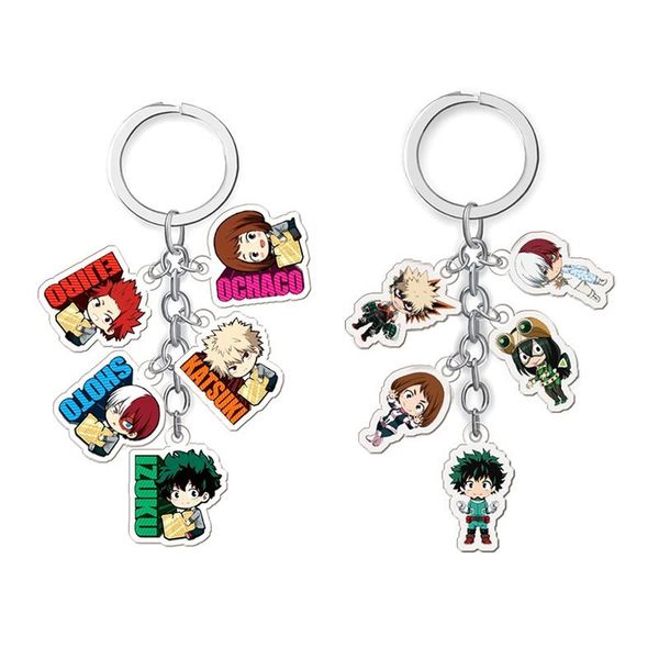 

cartoon anime my hero academi keychain lzuku ochaco acrylic key ring charms gift, Silver