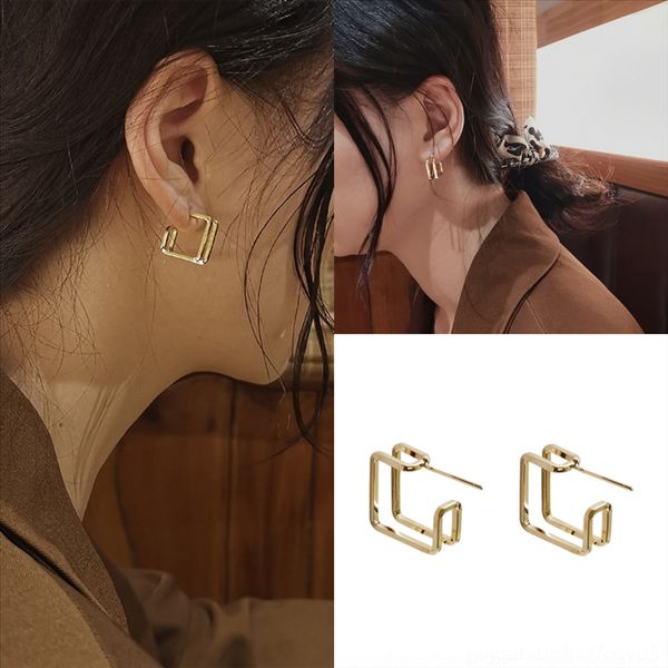 

dis round circle loop ear cuff earring sterling hollow drop earrings for women sterling silver geometric sier dangle earrings, Golden