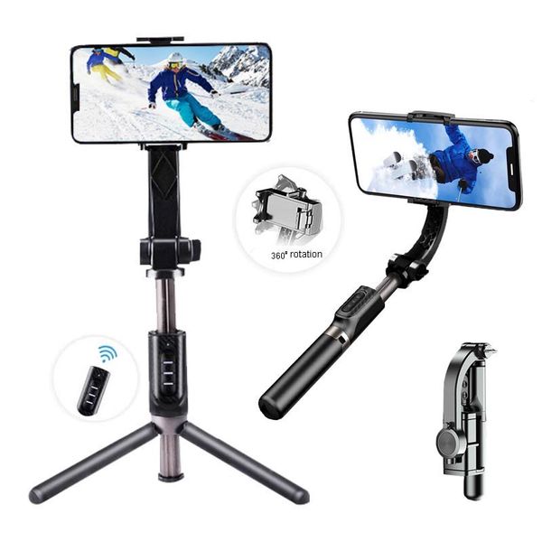 

bluetooth selfie stick tripod 360Â° rotation phone gimbal stabilizer auto balance1-axis gimbal phone stand holder+beauty filter