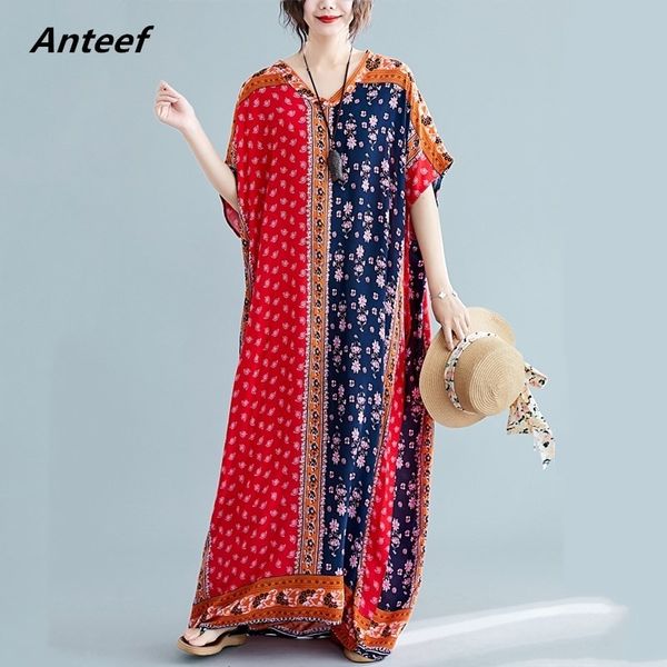 

cotton vintage floral plus size women casual loose maxi long summer sun beach dress elegant clothes ladies dresses sundress y200805, Black;pink