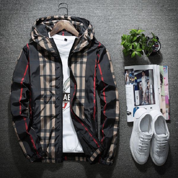 

2021 fashion brand spring and autumn et men's hooded casual sports mountaineering windproof zipper windbreaker, Black;brown