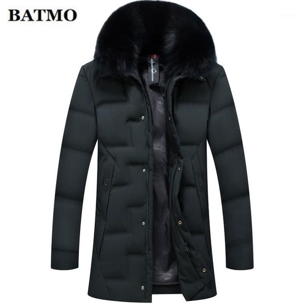 

2019 winter new arrival men's 90% white duck down jacket,fashion big fur collar keep warm long parkas coats men,size1, Black