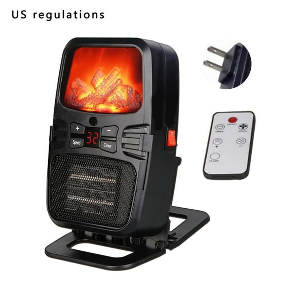 

smart electric heaters mini 3d simulation flame heater fast portable air conditioning fan home deskeu/us with remote control