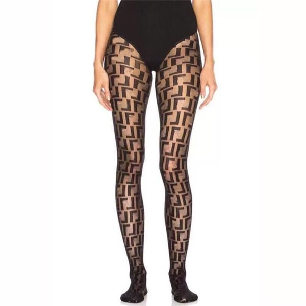 

luxury jacquard stockings women silk tights letter pantyhose designer girl leggings spring autumn stretch stockings wholesale, Black