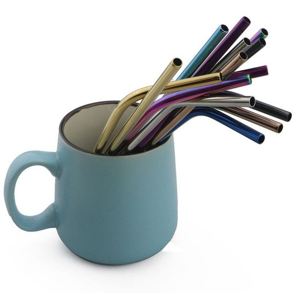 

4/8pcs metal straw set reusable straw 304 stainless steel drinking straw with brush eco-friendly pink for mugs bbyeqs