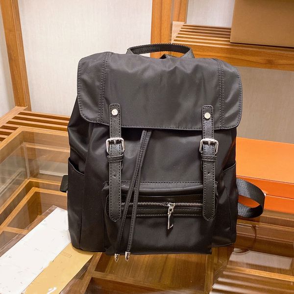 

lady drawstring backpack nylon backpack satchels bag travel knapsack retro tend bag high capacity handbag big pocket black