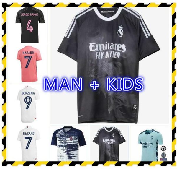 

real madrid jerseys 20 21 soccer jersey hazard ramos 34th campeones 34 camiseta de fútbol 19 2020 2021 benzema men + kids kit football shirt, Black;yellow