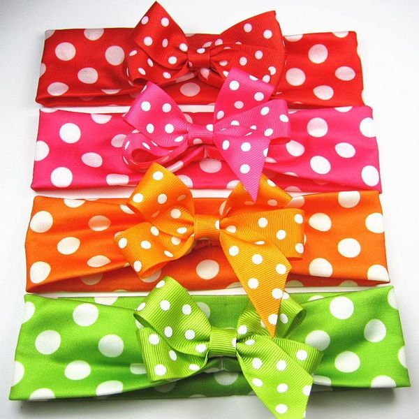 

hair accessories 12pcs dots laycra fabric headbands children dovetail bow band headdress headband headwear headwrap1, Slivery;white