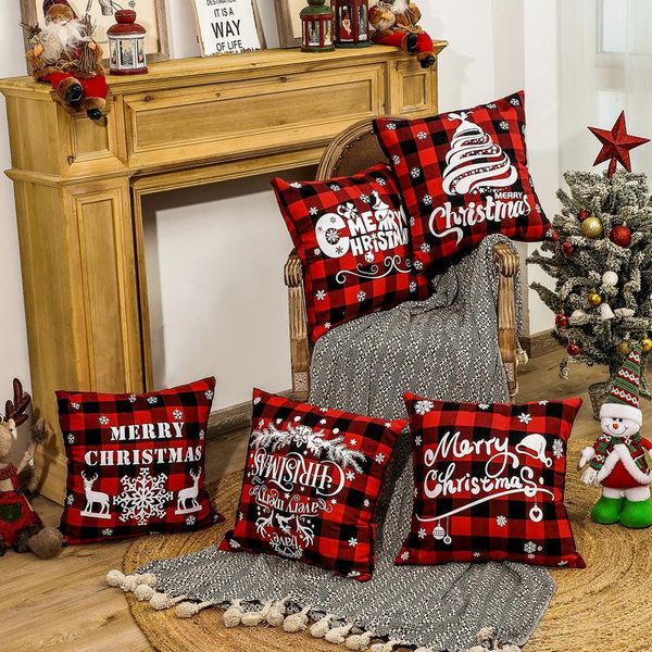 

45*45cm christmas snowflake pillowcase new year decor santa cushion covers home sofa case xmas pillow cover party supplies owe2756