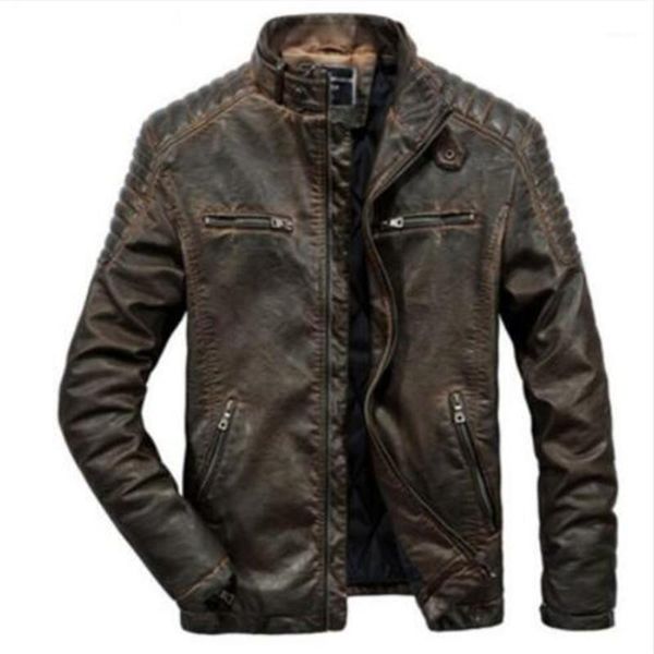 

real genuine leather jacket men for motorcycles vintage brown black parka slim male winter warm casual moto biker jacket c1