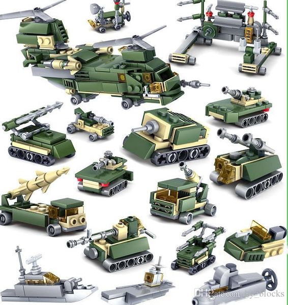

military tank army figures troops armored car building blocks sets diy bricks helicopter aircraft model education assemble kids toys 04