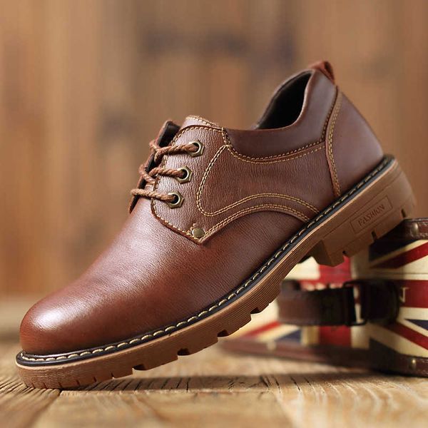 

autumn men leather shoes brogue casual safety shoes men genuine leather shoes work business casual sneakers 220105, Black;brown