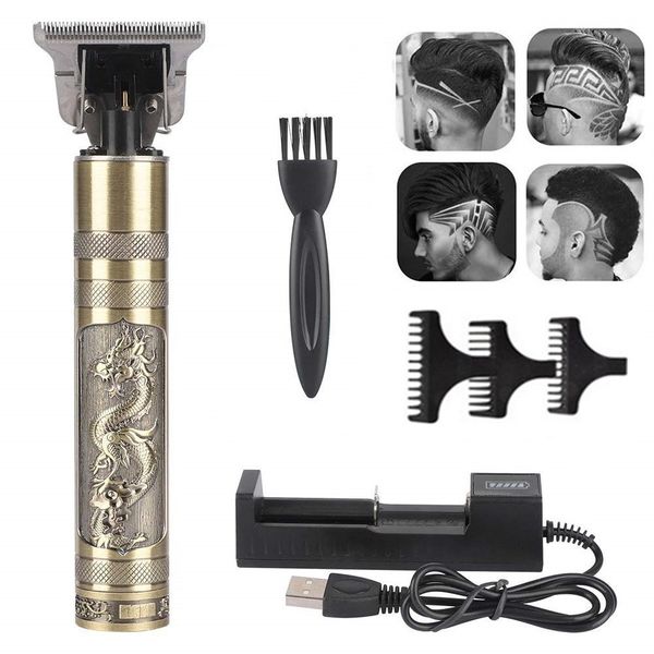 

hair trimmer clipper golden dragon haircut baldheaded hair cutting machine men barber usb ceramic beard cutter styling tool