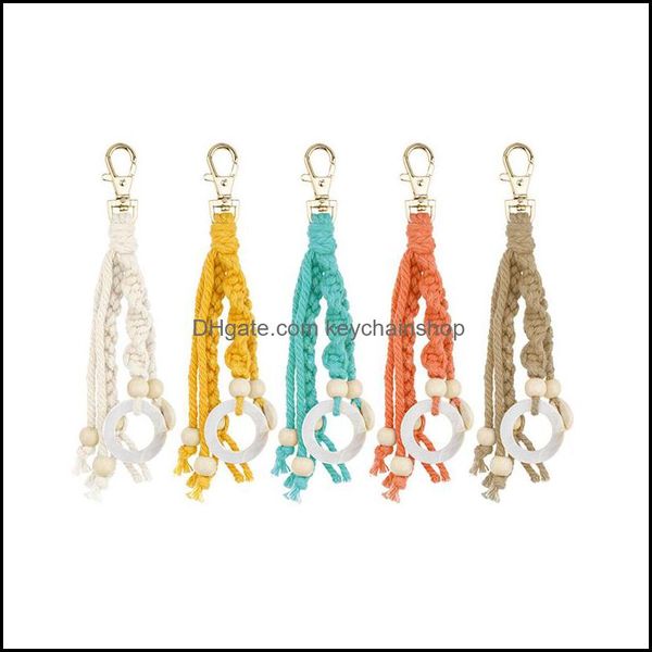 

keychains fashion accessories handmade seashells pendant women rame keychain wood bead braided key chains drop delivery 2021 zfvyh, Silver