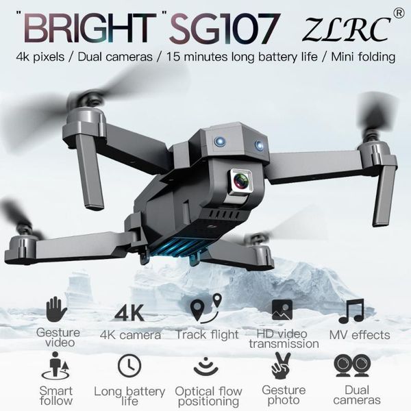 

zlrc sg107 mini drone with 4k wifi 1080p fpv camera rc drone 2.4ghz quadcopter optical flow quadrocopter camera toys vs e58 e681