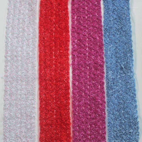 

hair accessories 30y 10-12cm print chiffon rosettes flower trim for girls boutique headband bows clothing 7 colors1, Slivery;white