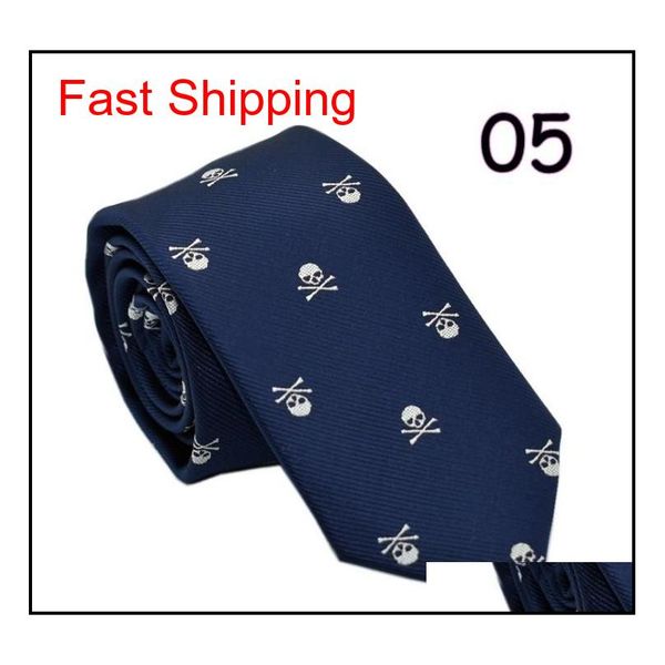 

creative men narrow arrow type necktie exquisite designer polyester skull embroider multi pattern casu qyltgi queen66, Blue;purple