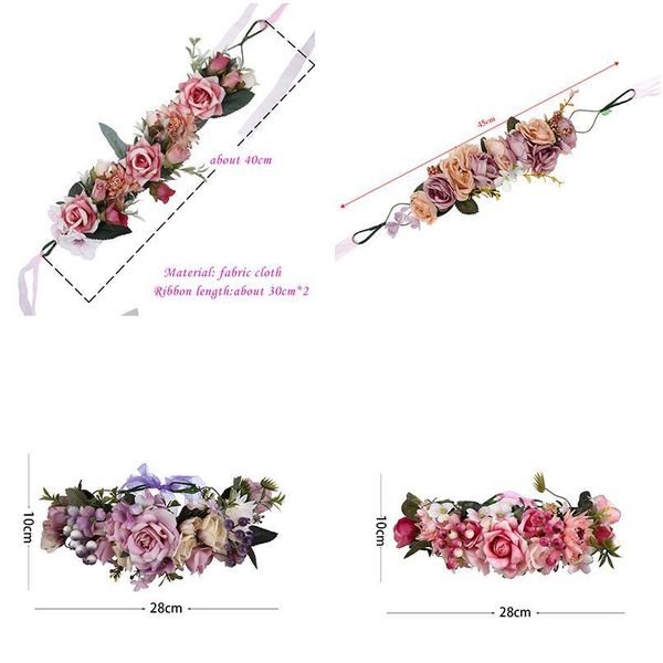 

levao lady wedding bride corolla head wreath holiday hair ornament fabric flower crown hair accessories headband flower qylsbg