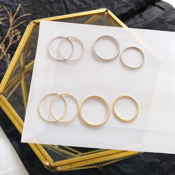 

trend geometric aesthetic metal shape texture simple personality wild street finger repairing ring, Silver