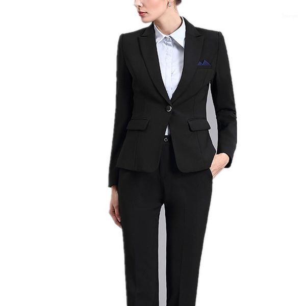 

professional office lady business wear women pants suits female suit 2-piece jacket trousers woman slim fit suits custom made1, White