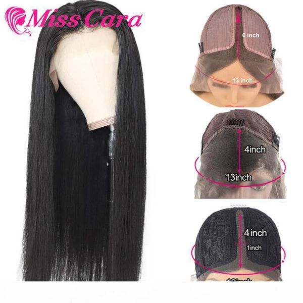 

misscara brazilian straight human hair wigs pre plucked for women 100% remy straight transparent t part 13x6x1 lace front wigs, Black;brown