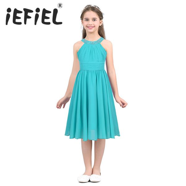 

iefiel kids girls children teenager wedding princess dress elegant party pageant formal flower shaped rhinestone chiffon dress t200709, Red;yellow