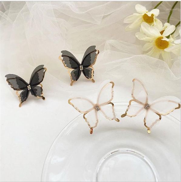 

stud big black butterfly earrings for women girls wedding party fashion simple earings ear cuff accessories1, Golden;silver